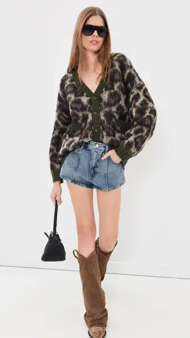 R13 Oversized Cardigan Brown Leopard ohair | Thumbnail 6