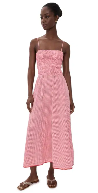 Solid & Striped The Delta Midi Dress Lipstick Red L | Thumbnail 1