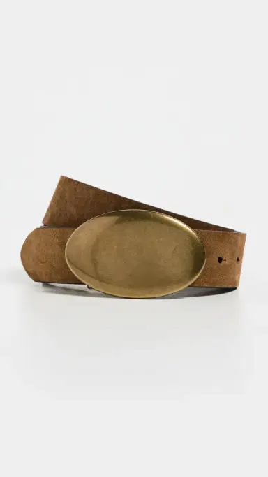 Madewell G Oval Plaque Belt Aged Cognac Suede | Thumbnail 2