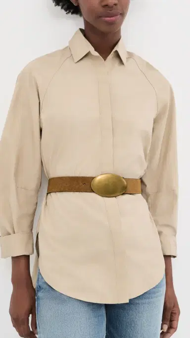 Madewell G Oval Plaque Belt Aged Cognac Suede | Thumbnail 3