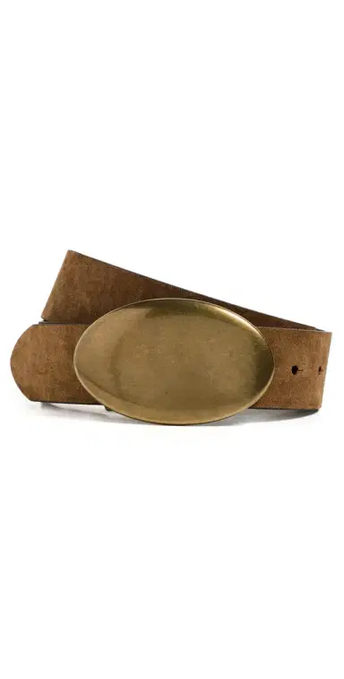 Madewell G Oval Plaque Belt Aged Cognac Suede | Thumbnail 1