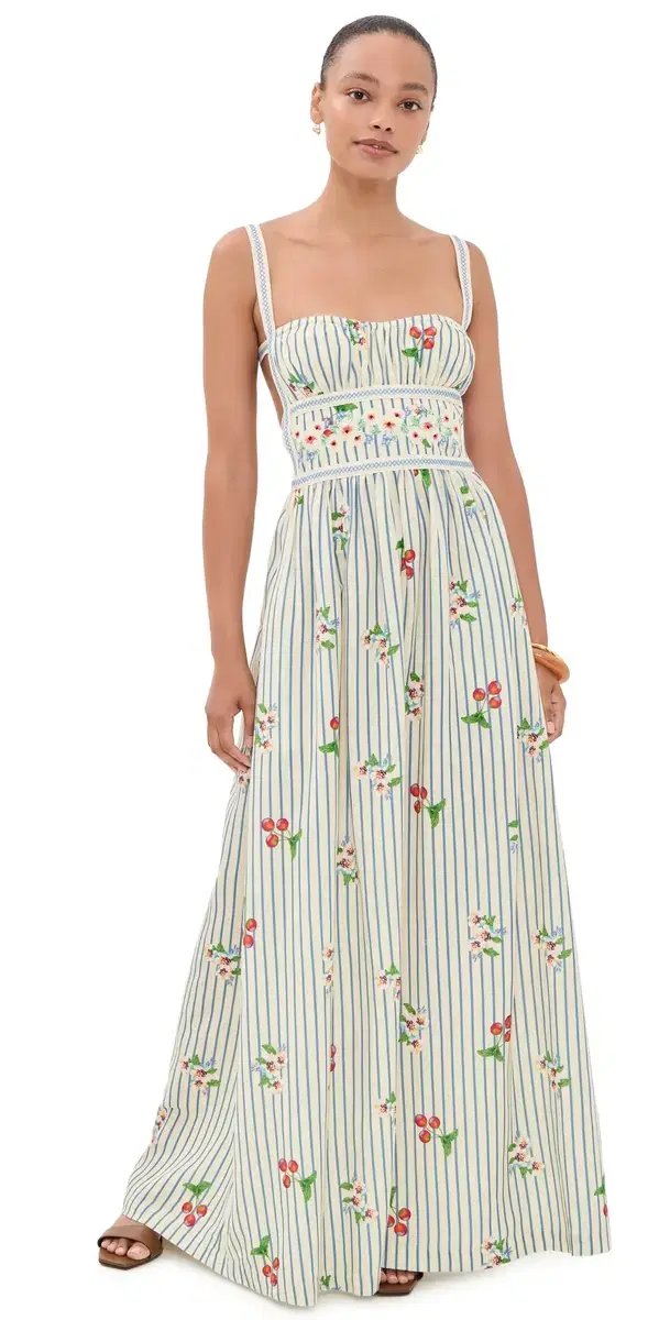 Agua Bendita Ameli Basket Embroidered Maxi Dress ulticolor