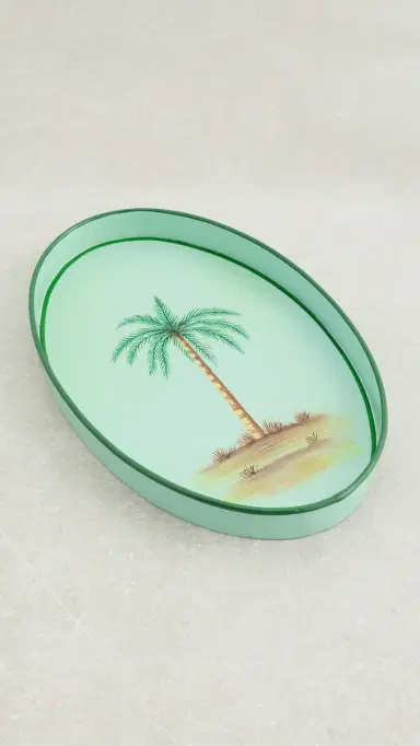 LES OTTOMANS Fauna Hand Painted Iron Tray | Thumbnail 2