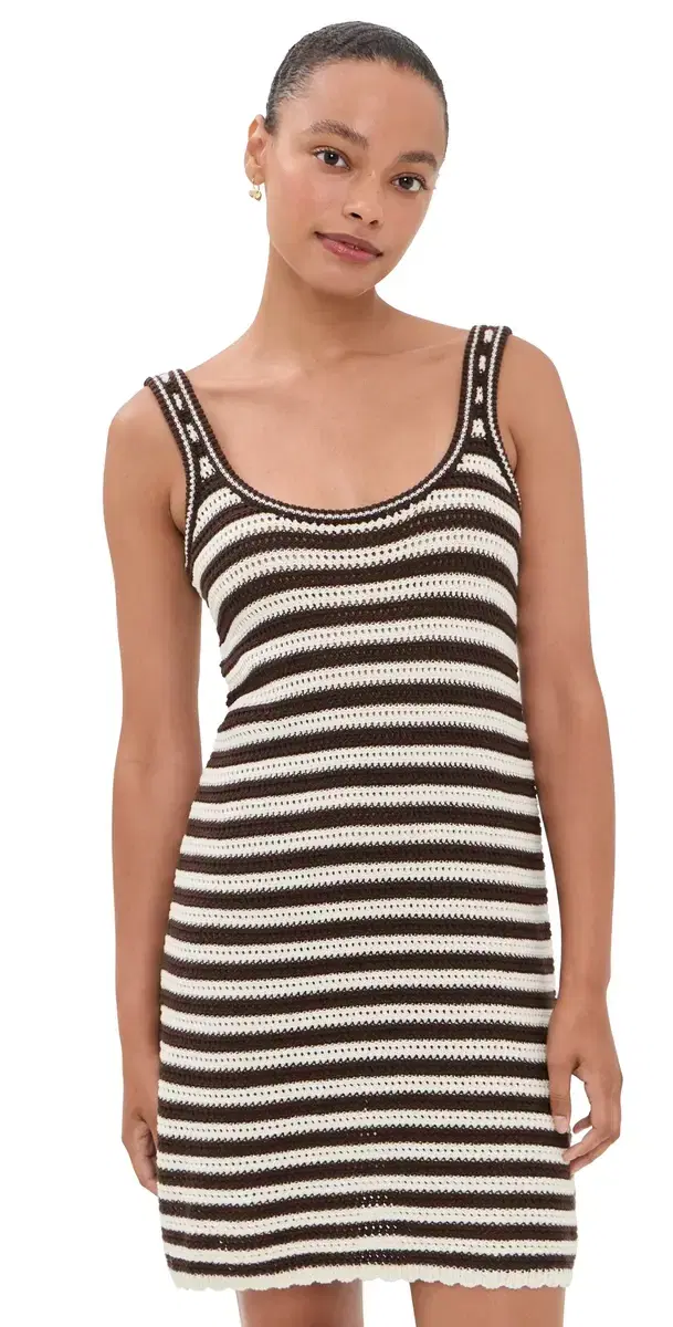 Marine Layer Archive weater Mini Dress Brown/White tripe