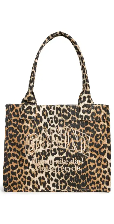 Ganni Large Easy Shopper Print Tote Leopard One Size | Thumbnail 1 Ganni Large Easy Shopper Print Tote Leopard One Size | Thumbnail 1