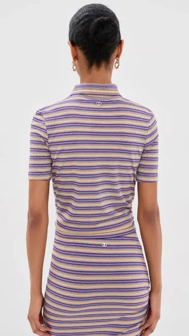 Rabanne Embellished Stripe Polo Tee | Thumbnail 3 Rabanne Embellished Stripe Polo Tee | Thumbnail 3