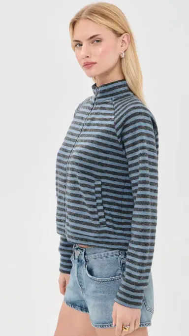 LIONESS Bloom Knit Jacket Grey/Blue Stripe | Thumbnail 4 LIONESS Bloom Knit Jacket Grey/Blue Stripe | Thumbnail 4
