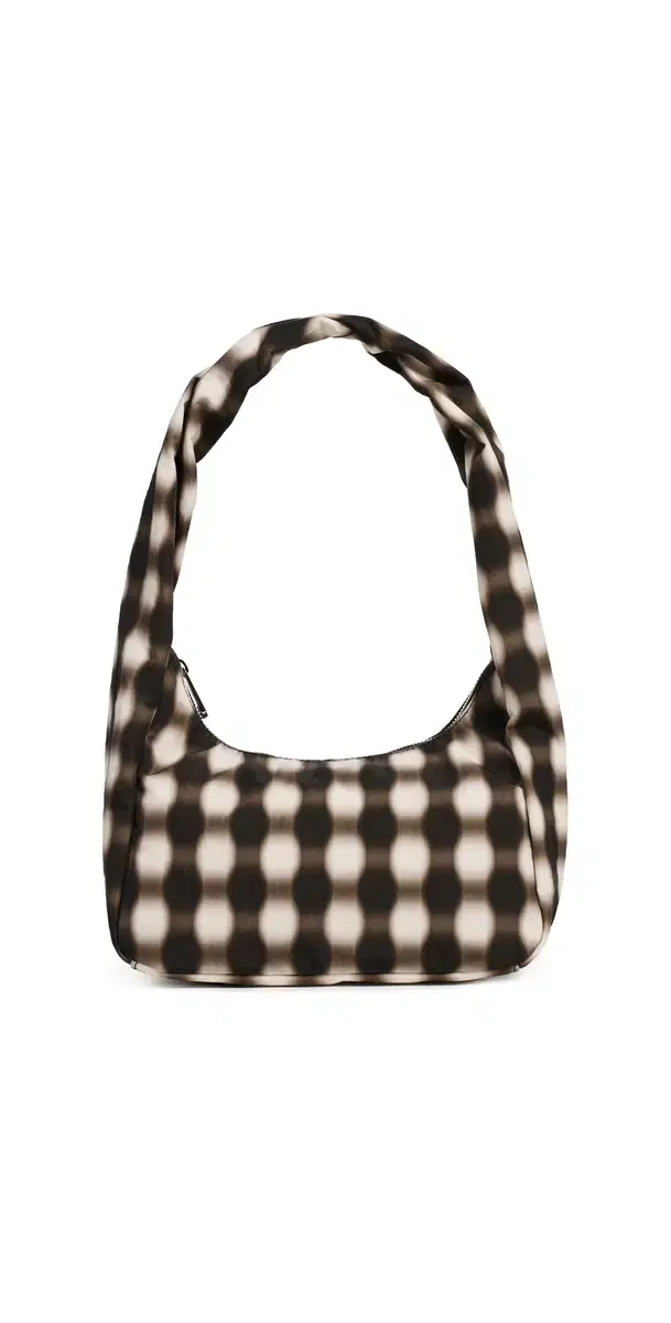 BAGGU Small Nylon Meringue Shoulder Bag Blurred Gingham Brown One Size
