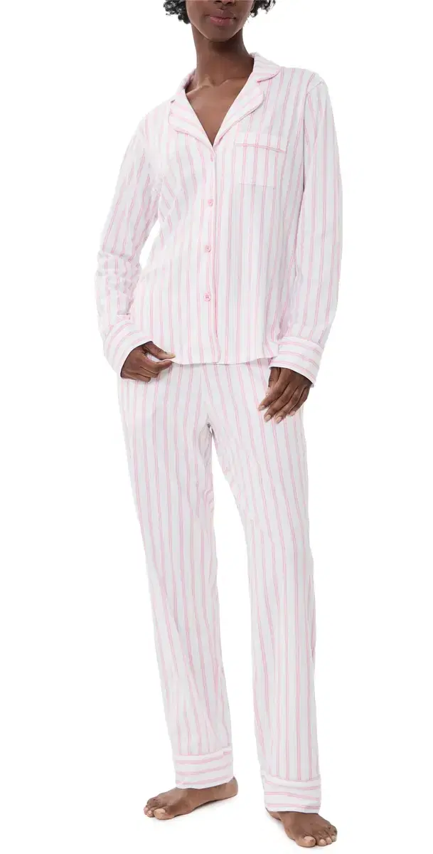 Petite Plume Luxe Pima Cotton tripe Pajama et White