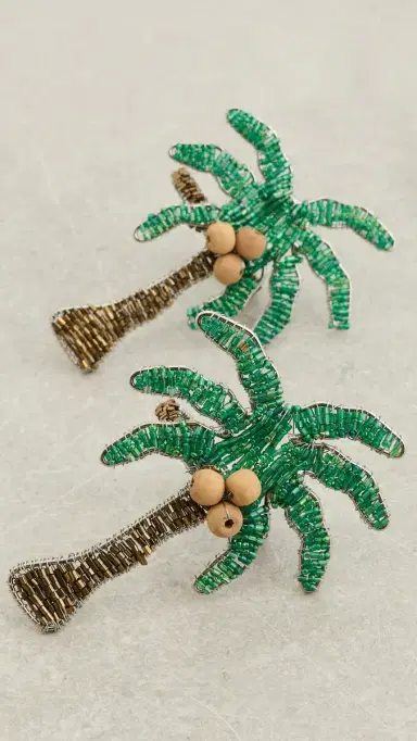 LES OTTOMANS Beaded Napkin Holders Set Of 2 Green/Brown | Thumbnail 2 LES OTTOMANS Beaded Napkin Holders Set Of 2 Green/Brown | Thumbnail 2