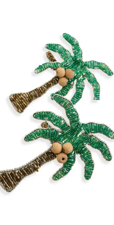 LES OTTOMANS Beaded Napkin Holders Set Of 2 Green/Brown | Thumbnail 1 LES OTTOMANS Beaded Napkin Holders Set Of 2 Green/Brown | Thumbnail 1
