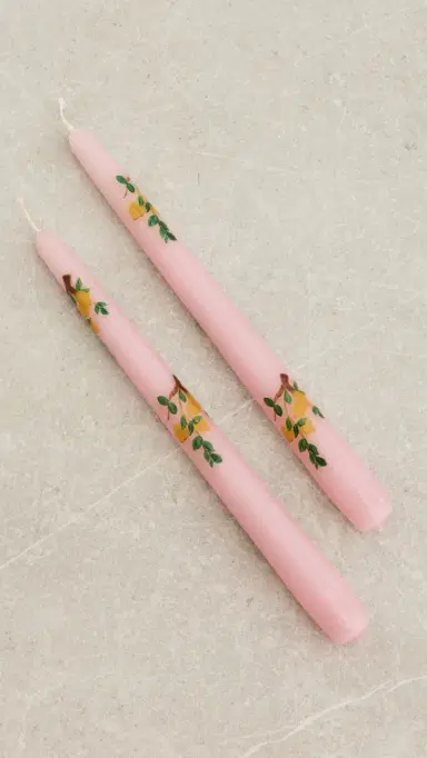 Les Ottomans Candlesticks Floral Set Of 2 Pink Lemon One Size | Thumbnail 2
