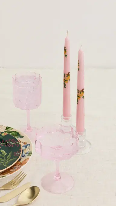 Les Ottomans Candlesticks Floral Set Of 2 Pink Lemon One Size | Thumbnail 4