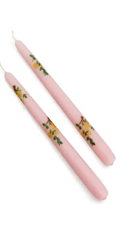 Les Ottomans Candlesticks Floral Set Of 2 Pink Lemon One Size | Thumbnail 1