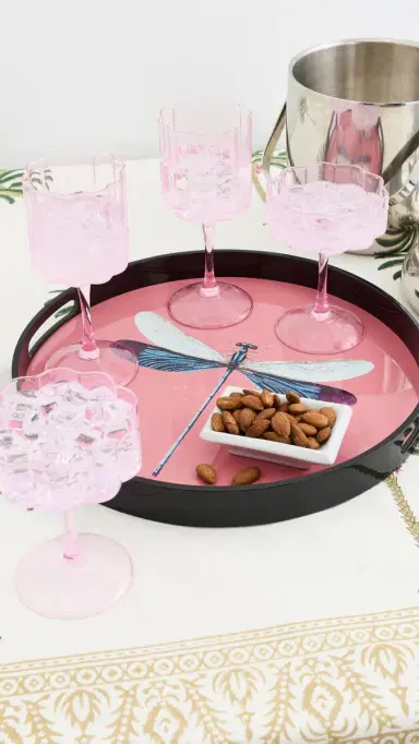 LES OTTOMANS Dragonfly Lacquered Tray Pink/Light Blue | Thumbnail 4 LES OTTOMANS Dragonfly Lacquered Tray Pink/Light Blue | Thumbnail 4