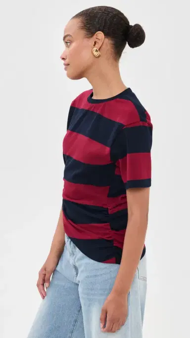LIONESS In Transit Tee Burgundy Stripe | Thumbnail 4