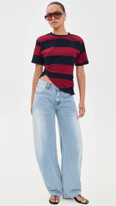 LIONESS In Transit Tee Burgundy Stripe | Thumbnail 5