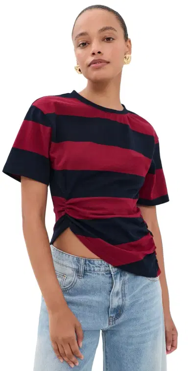 LIONESS In Transit Tee Burgundy Stripe | Thumbnail 1
