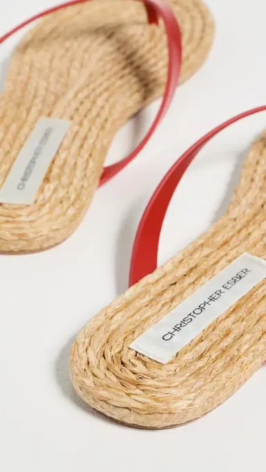 Christopher Esber Palma Flip Flops Carmine Red/Natural | Thumbnail 4 Christopher Esber Palma Flip Flops Carmine Red/Natural | Thumbnail 4