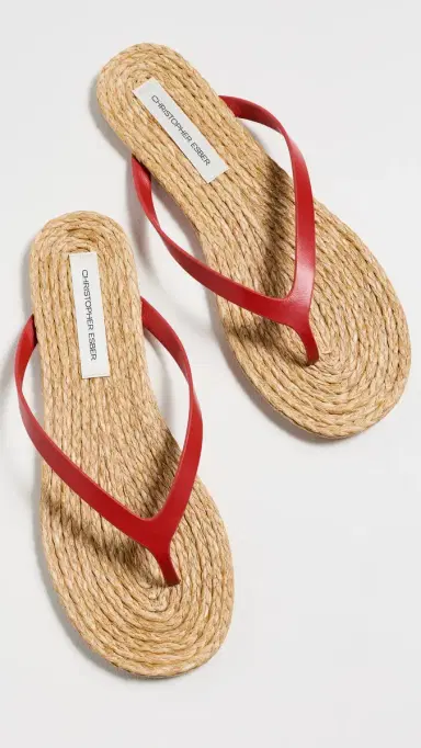 Christopher Esber Palma Flip Flops Carmine Red/Natural | Thumbnail 5 Christopher Esber Palma Flip Flops Carmine Red/Natural | Thumbnail 5