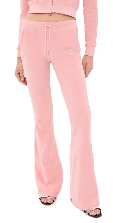Sporty & Rich Juicy cript Velour Sweatpants Rose | Thumbnail 1 Sporty & Rich Juicy cript Velour Sweatpants Rose | Thumbnail 1
