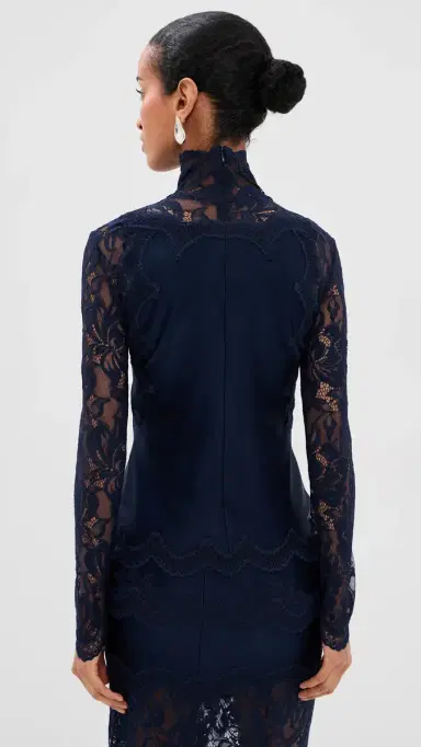 Rabanne Haut Lace Top Deep Navy | Thumbnail 3