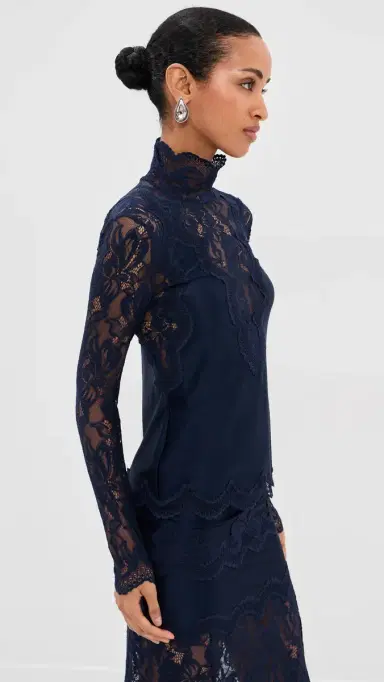 Rabanne Haut Lace Top Deep Navy | Thumbnail 4
