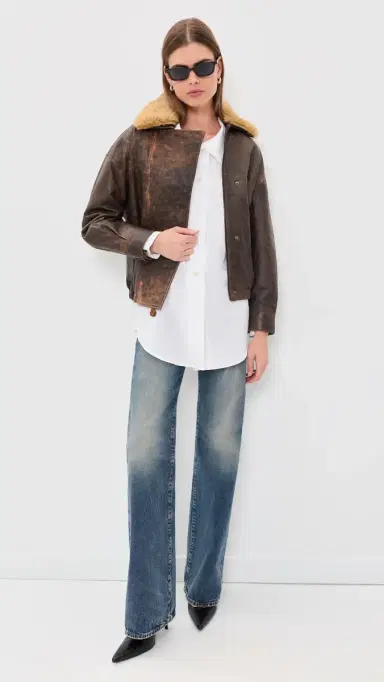 R13 Tall Collar Boyfriend Button Up Shirt White | Thumbnail 5