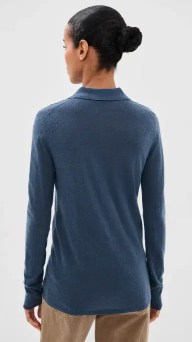Tibi ercerized Soft Wool Polo Blue Fog | Thumbnail 3