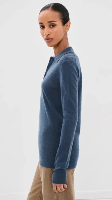 Tibi ercerized Soft Wool Polo Blue Fog | Thumbnail 4