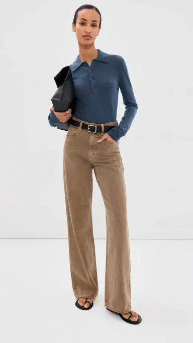 Tibi ercerized Soft Wool Polo Blue Fog | Thumbnail 5