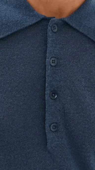 Tibi ercerized Soft Wool Polo Blue Fog | Thumbnail 6