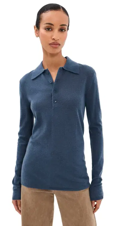 Tibi ercerized Soft Wool Polo Blue Fog | Thumbnail 1