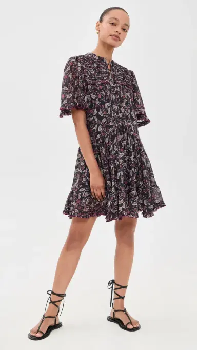 ISABEL MARANT ÉTOILE Daynia Dress Black/Raspberry 40 | Thumbnail 5