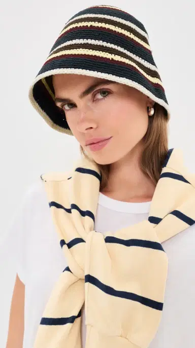 Madewell Crochet Knit Bucket Hat Classic Navy S/M | Thumbnail 3