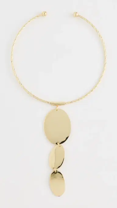 Kenneth Jay Lane Oval Texture Drop Pendant Necklace Gold One Size | Thumbnail 2