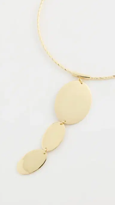 Kenneth Jay Lane Oval Texture Drop Pendant Necklace Gold One Size | Thumbnail 4