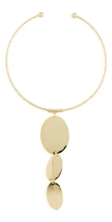 Kenneth Jay Lane Oval Texture Drop Pendant Necklace Gold One Size | Thumbnail 1