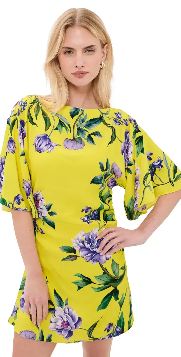 Boat Neck hort Dress Yellow