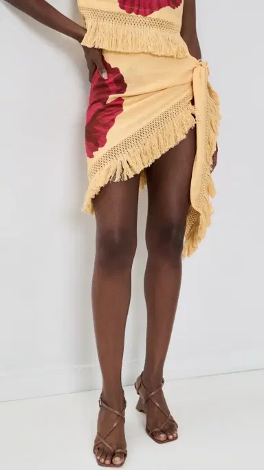 Farm Rio Fringe Skirt Poppy Flowers One Size | Thumbnail 2