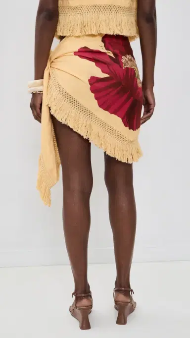 Farm Rio Fringe Skirt Poppy Flowers One Size | Thumbnail 3