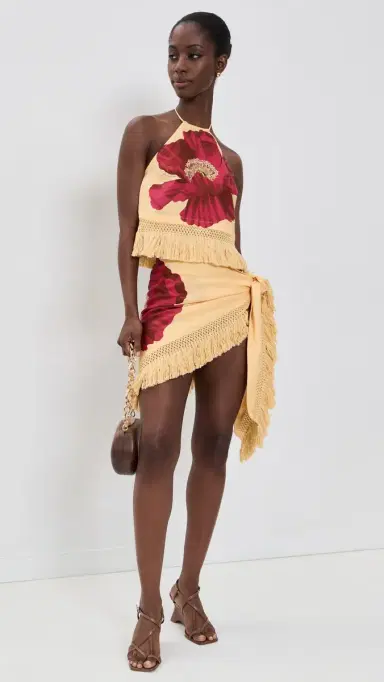 Farm Rio Fringe Skirt Poppy Flowers One Size | Thumbnail 5