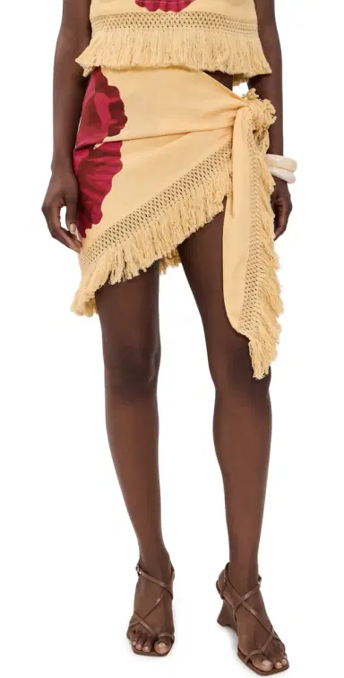 Farm Rio Fringe Skirt Poppy Flowers One Size | Thumbnail 1