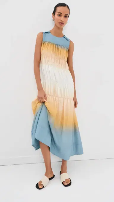 3.1 Phillip Lim Ombre Voile Gathered Maxi Dress Storm Canyon Multi 4 | Thumbnail 2