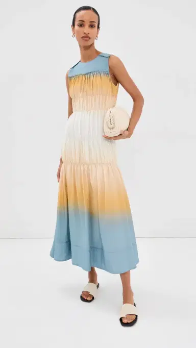 3.1 Phillip Lim Ombre Voile Gathered Maxi Dress Storm Canyon Multi 4 | Thumbnail 5