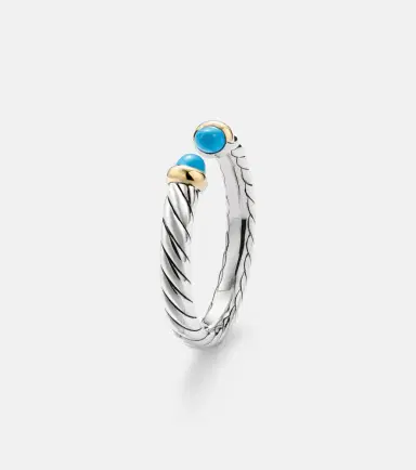 David Yurman Cable Collectibles Petite Cable sterling silver ring with turquoises | Thumbnail 2 David Yurman Cable Collectibles Petite Cable sterling silver ring with turquoises | Thumbnail 2