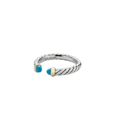 David Yurman Cable Collectibles Petite Cable sterling silver ring with turquoises | Thumbnail 1 David Yurman Cable Collectibles Petite Cable sterling silver ring with turquoises | Thumbnail 1
