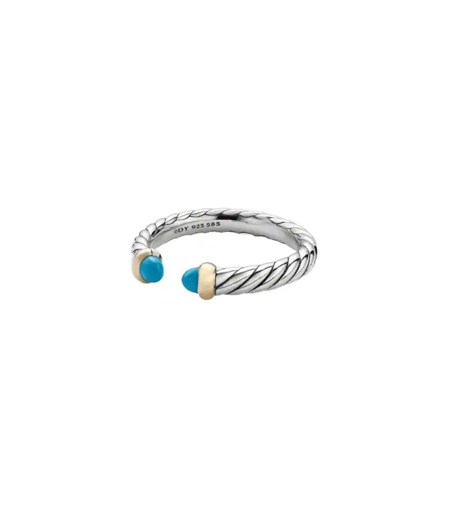 David Yurman Cable Collectibles Petite Cable sterling silver ring with turquoises