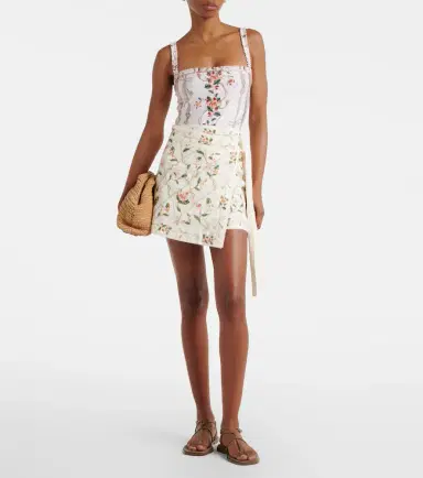 Agua by Agua Bendita Luna printed linen beach cover-up | Thumbnail 3