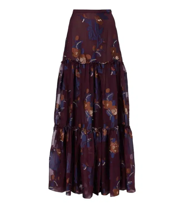 Tiered silk-blend jacquard maxi skirt